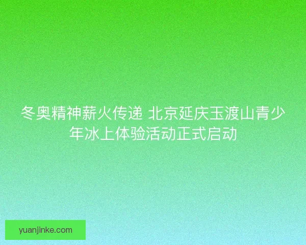 冬奥精神薪火传递 北京延庆玉渡山青少年冰上体验活动正式启动