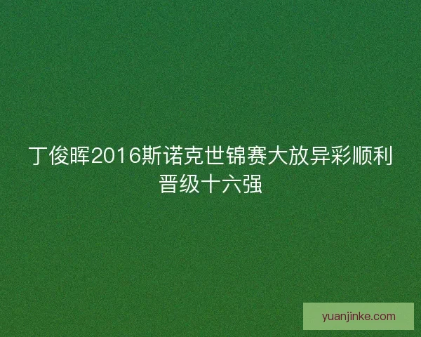 丁俊晖2016斯诺克世锦赛大放异彩顺利晋级十六强