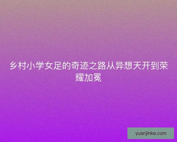乡村小学女足的奇迹之路从异想天开到荣耀加冕
